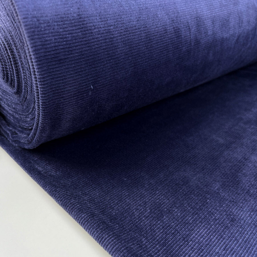 Ribbed Velour Jersey - Navy