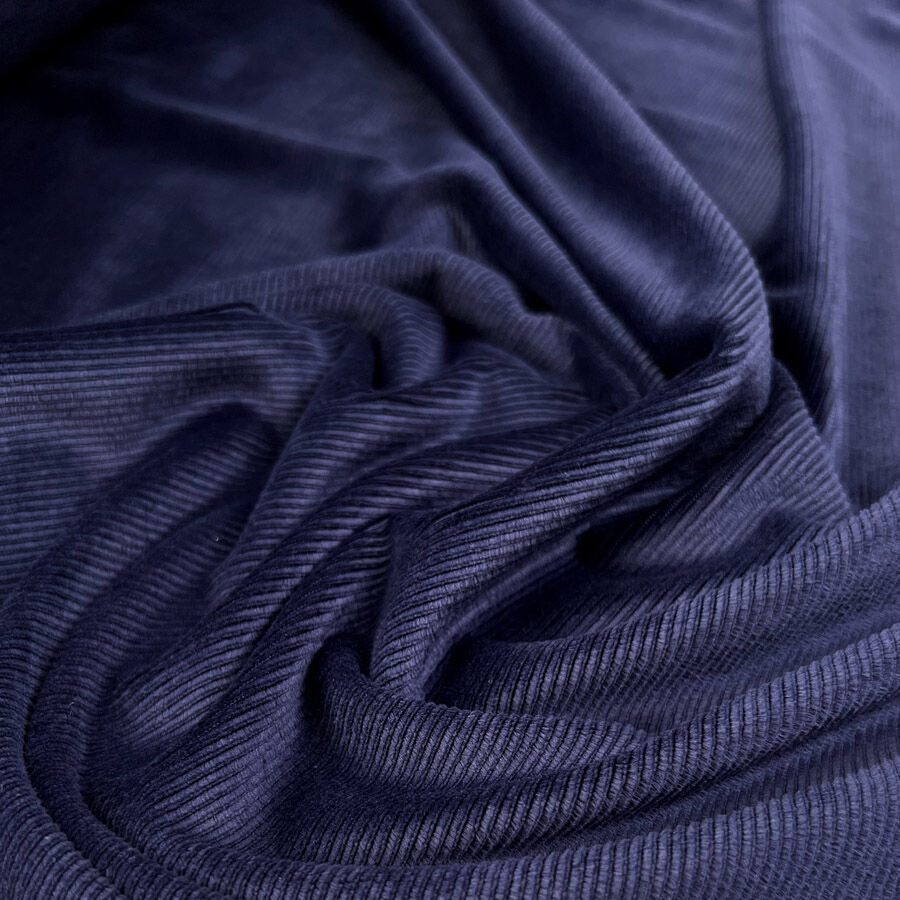 Ribbed Velour Jersey - Navy