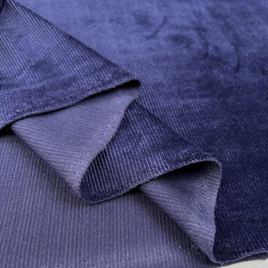 Ribbed Velour Jersey - Navy
