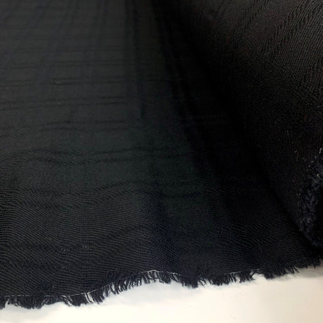Rickman Black Woollen Suiting Fabric Close Up Fabric Photo
