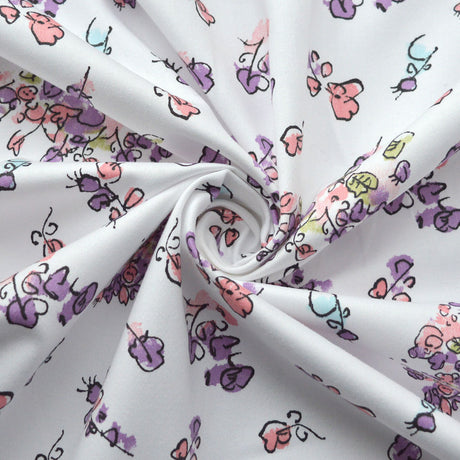 Roal Dahl Fantabulous White Floral Cotton Trousering Soft Furnishing Fabric Cud