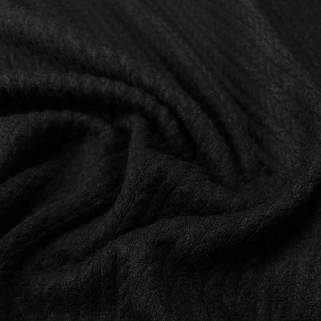 Rope Knit Black Rayon Nylon Polyester Cable Knit Stretch Jersey Dress Fabric