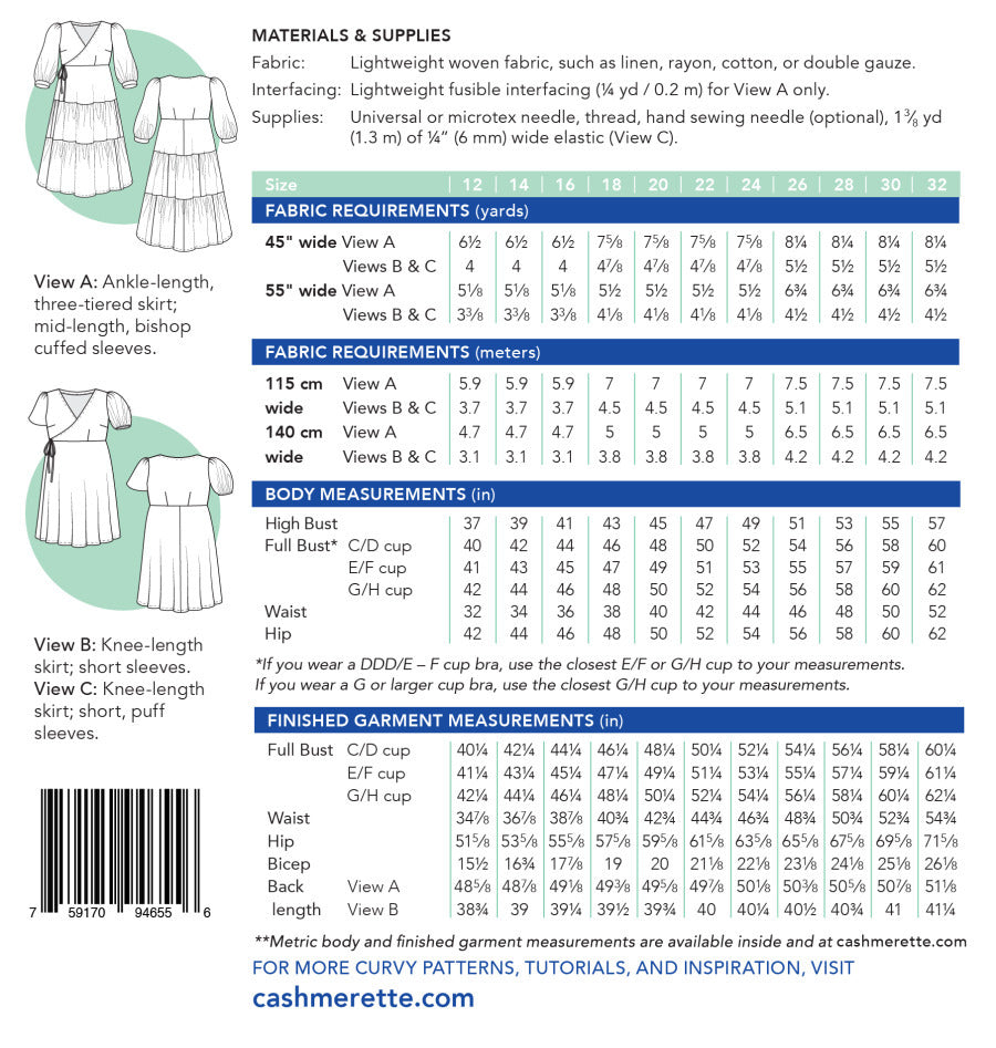 Cashmerette - Roseclair Dress Pattern (US 0-16)