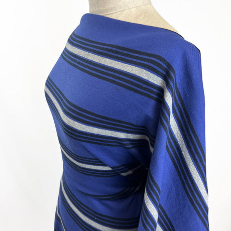Royally Italian Jersey Fabric Blue Stripe Side