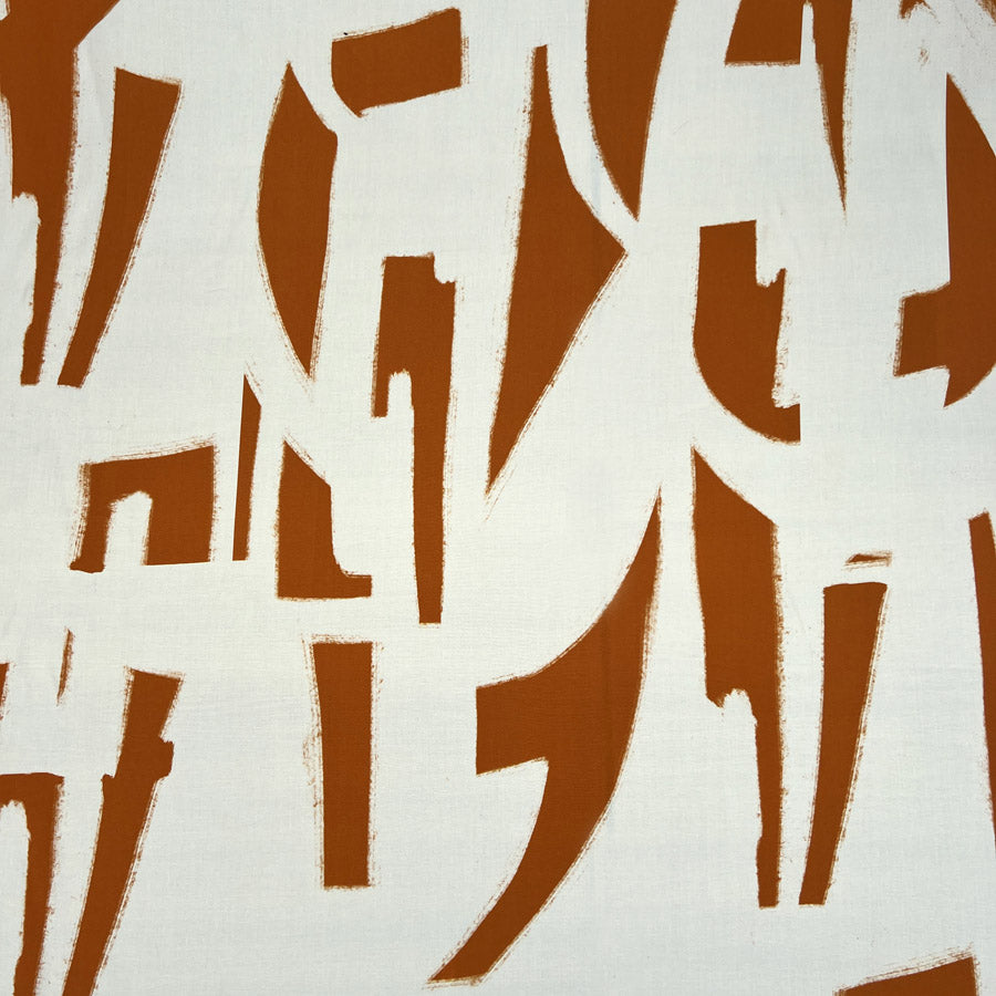 Italian Ex-Designer Ivory Orange Dress Fabric | Viscose Lawn - Rusty ...