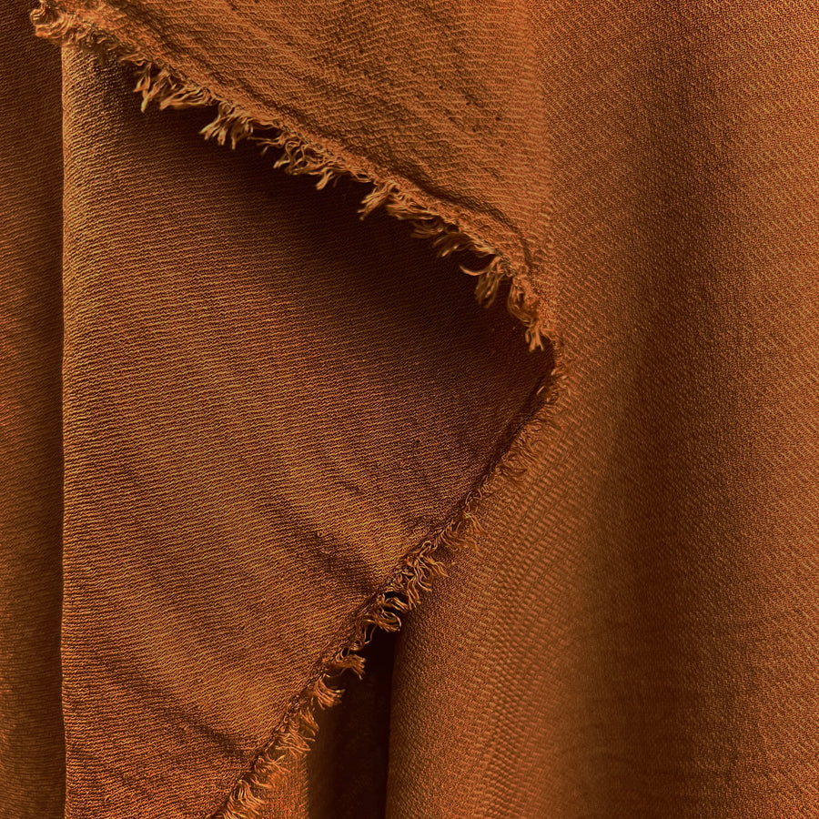 Saffron Orange Tan Polyester Knitted Jersey Fabric Drape