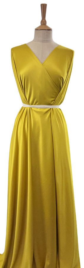 Satin Crepe Gold Polyester Dress Fabric Mannequin