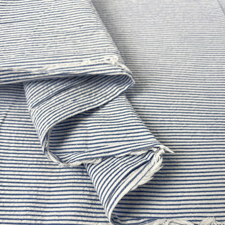 Seaside Seersucker Light Blue White Cotton Stripe Woven Dress Fabric Fold 1772B185 7F79 4Cf5 836F 8156B648346B
