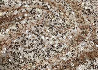 Sequin Lace Champagne Polyester Net Rose Gold Evening Dress Fabric