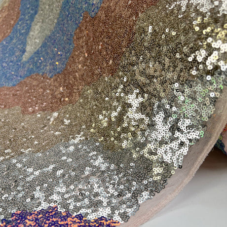 Sequin Lace Cosmic Polyester Abstract Net Multicoloured Bling Dress Fabric Roll