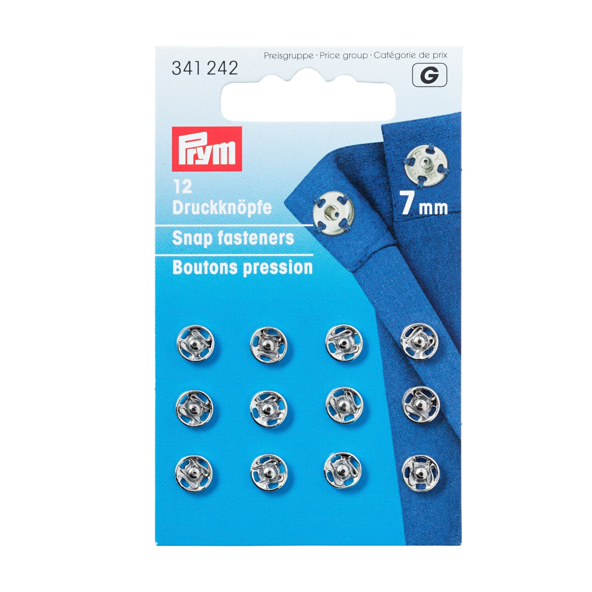 Prym - Sew-On Snap Fasteners - Silver (7mm)