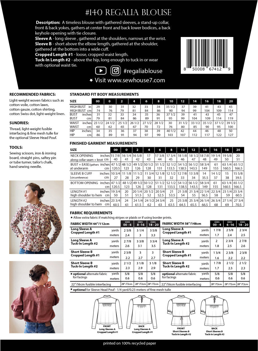 Sew House Seven - Regalia Blouse Pattern