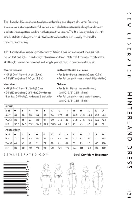 Sew Liberated Hinterland Dress Pattern Back
