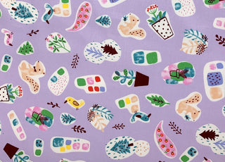 Sewing Room Flower Pot Lilac Cotton Fabric S