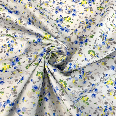 Sewing Room Maisy White Blue Yellow Cotton Floral