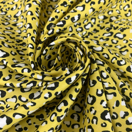 Sewing Room Mars Yellow Plain Dyed Cotton Poplin Cheetah Leopard Swirl 2