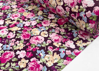 Sewing Room Heather Pink Floral Cotton Poplin Dress Fabric