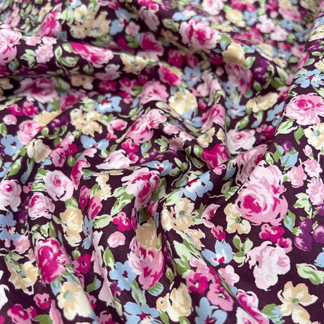 Sewing Room Heather Pink Floral Cotton Poplin Dress Fabric