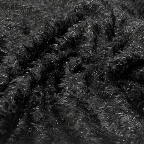 Shadow Of The Night Viscose Silk Polyamide Black Italian Fur Glitter Dress Fabric