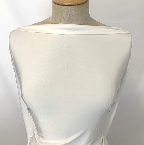 Sheen White Stretchy Knitted Jersey White Dress Lining Neck