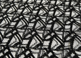 Sicilian Fiesta Cotton Polyester Black Lace Net Geometric Dress Fabric