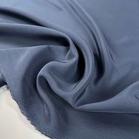 Silk Crepe De Chine Petrol Italian Ex Designer Plain Woven Deadstock Dress Fabric