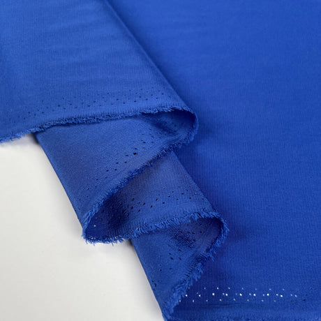 Silk Crepe De Chine Royal Blue Italian Ex Designer Plain Woven Deadstock Dress Fabric Fold