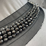 Silver Beaded Black Mesh Collar/Cuff