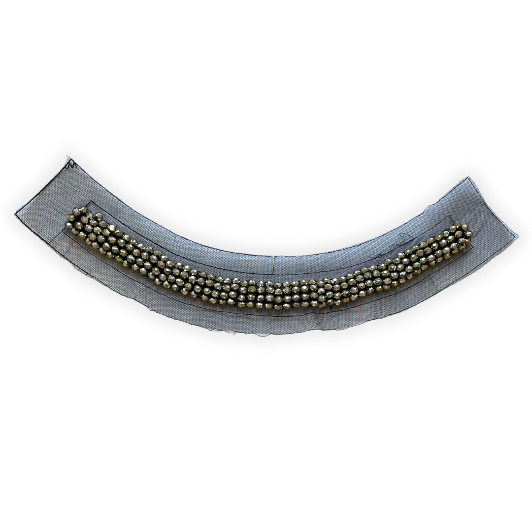 Silver Beaded Black Sew In Mesh Collar Cuff Full