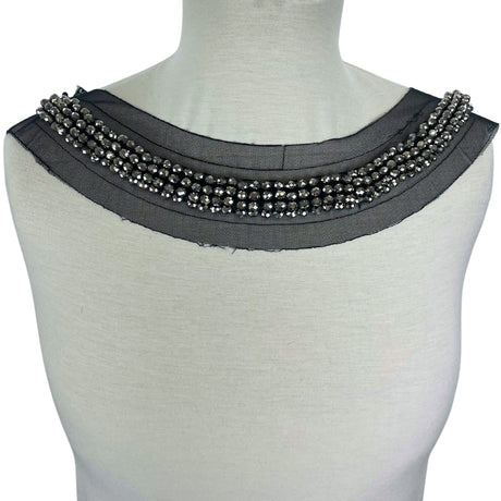 Silver Beaded Black Sew In Mesh Collar Cuff Manequin