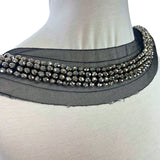 Silver Beaded Black Mesh Collar/Cuff