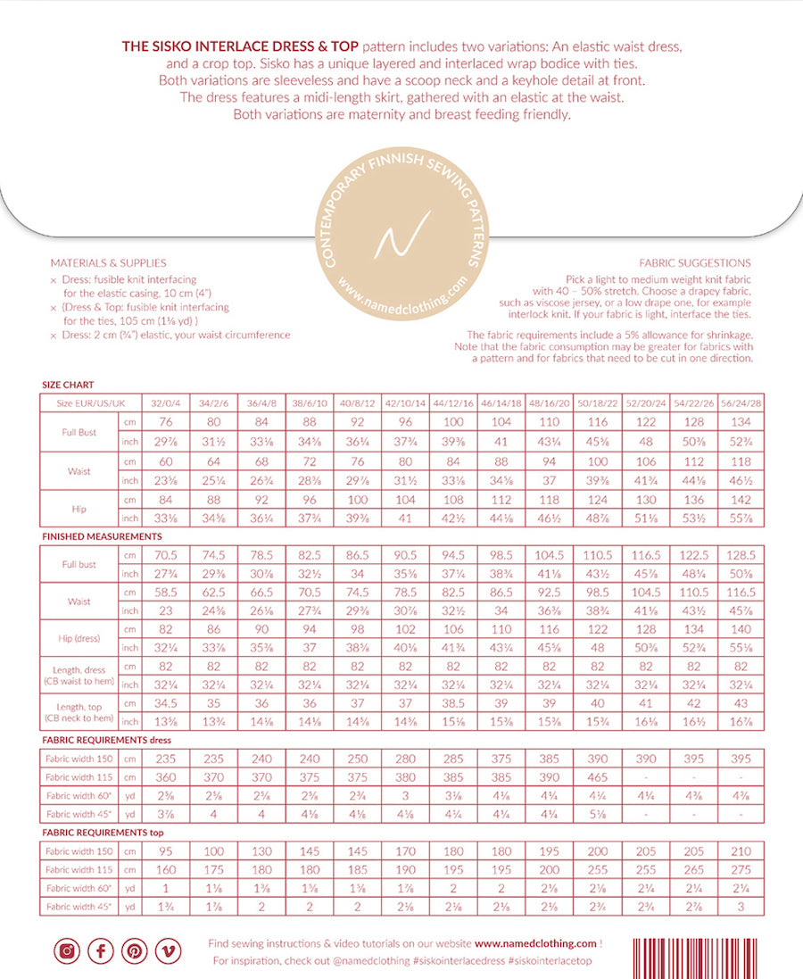 Sisko Interlace Dress And Top Pattern By Named Clothing Back