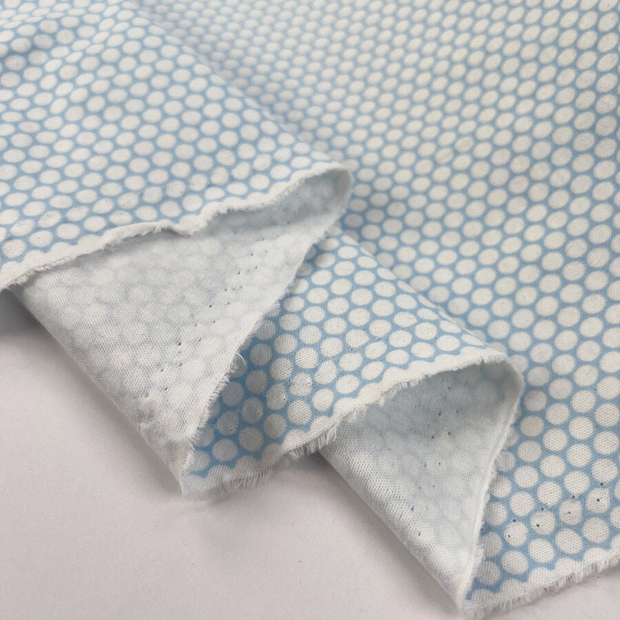 Sky dot cotton white blue woven trousering fabric fold