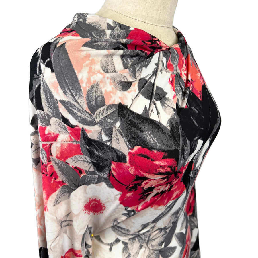 Slinky Jersey Dress Fabric Pink Black Floral Georgina Side