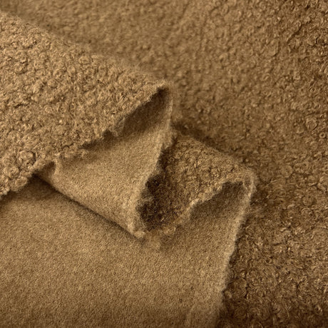 Snuggle Soft Brown Polyester Boucle Coating Fabric Fold