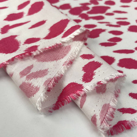 Soft Focus Pink White Viscose Challis Woven Abstract Animal Print Dress Fabric Fold