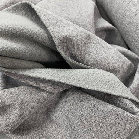 Soft Shell Melang Grey Polyester Mirco Fleece Back Fabric Close Up