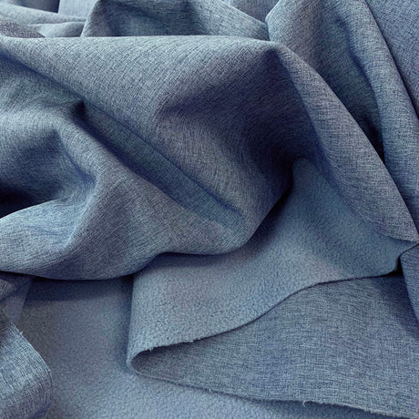 Soft Shell Melang Petrol Polyester Mirco Fleece Back Fabric Close Up