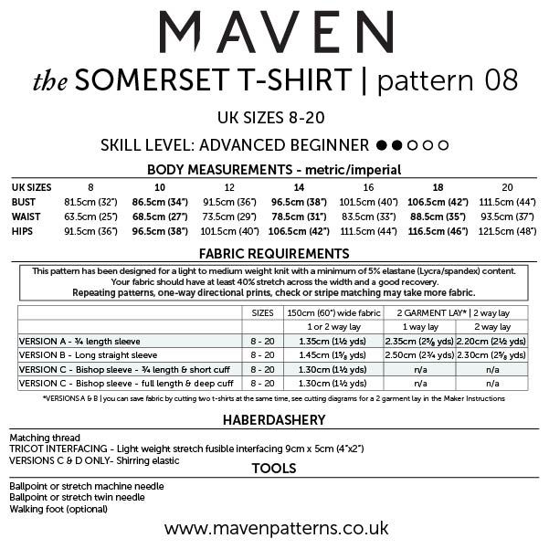 Maven - Somerset T-Shirt Sewing Pattern