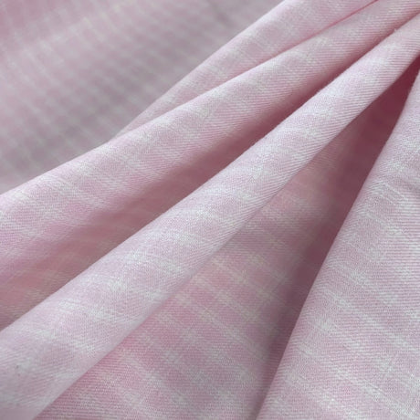 Sonata Pink Plaid Brushed Cotton Twill Shirting Fabric Fold 2
