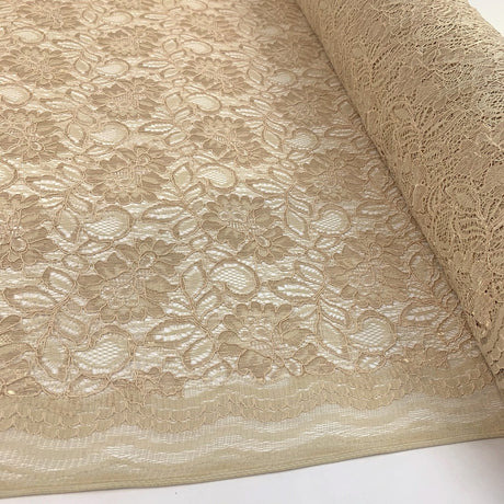Spanish Eyes Champagne Corded Lace Bridal Fabric Roll
