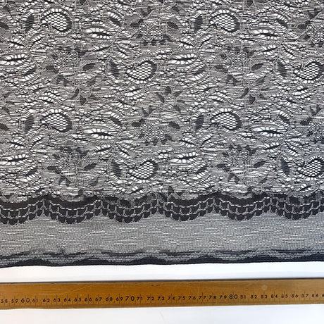 Spanish Eyes Slate Grey Corded Lace Bridal Fabric Scale