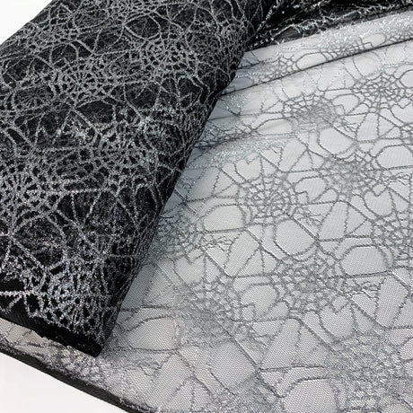 Spider Web Black Nlyon Raschel Lace Dress Fabric B