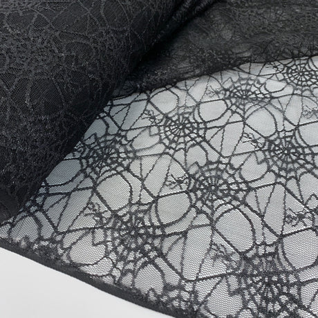 Spider Web Black Nlyon Raschel Lace Dress Fabric B3