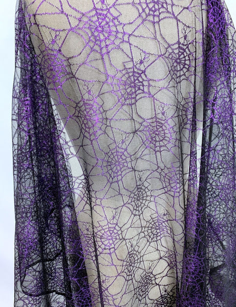 Spider Web Purple Nlyon Raschel Lace Dress Fabric M