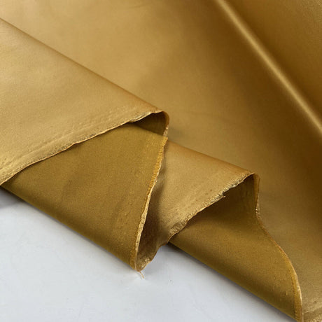 Statin Gold Polyester Polyurethane Elastane Satin Stretch Dress Fabric Fold