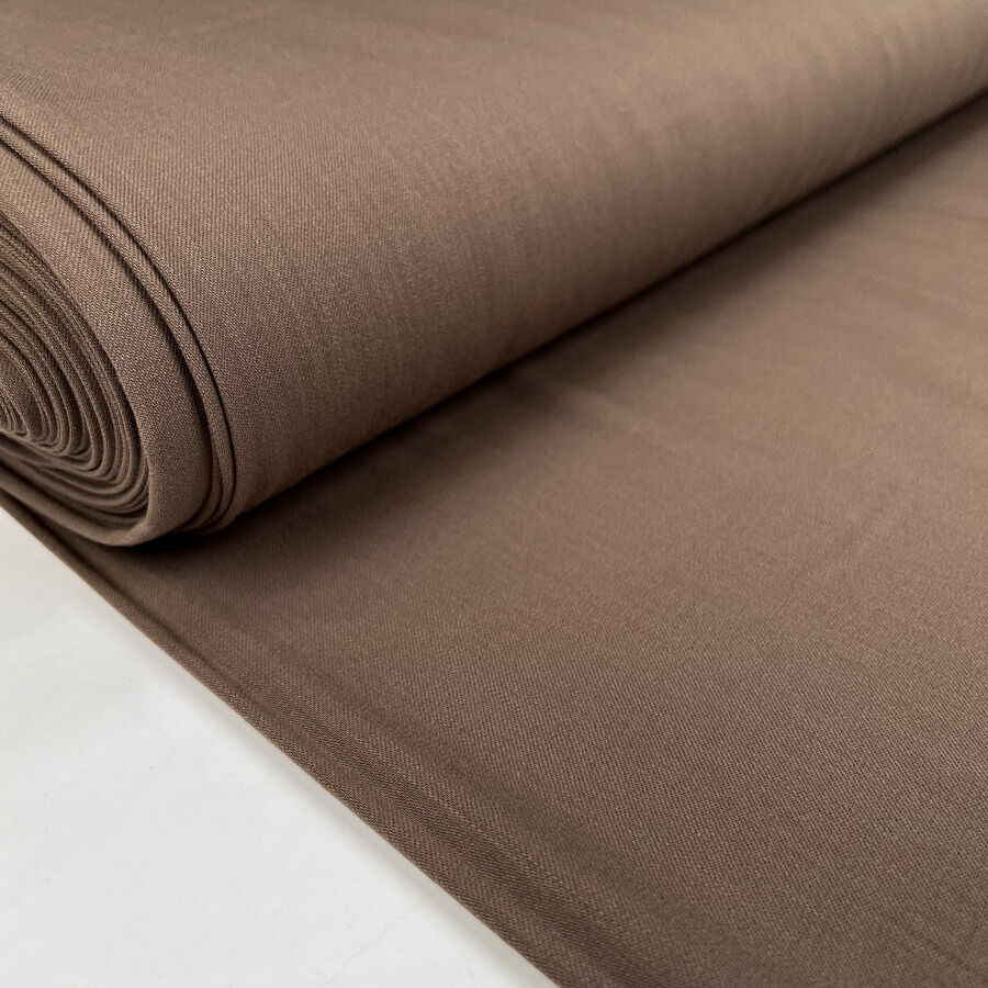 Sticky Toffee Wool Elastane Brown Plain Yorkshire Stretch Suiting Fabric Bolt