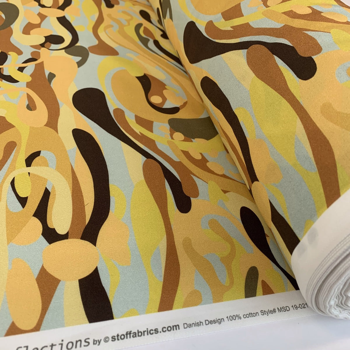 Stof Fabric - Camo Squiggles - Ochre