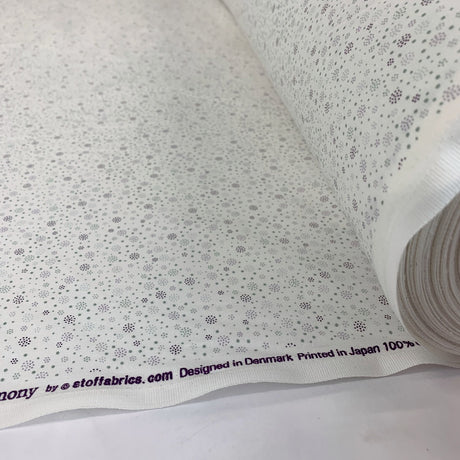 Stof Craft Dew Drop Pink Japanese Craft Cotton Fabric Small Dots Pink Gold White Like Snowflakes