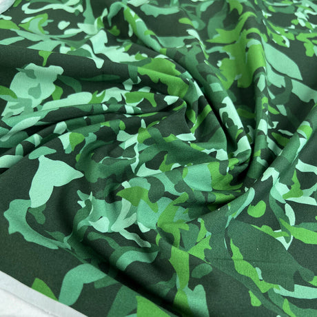 Stof Avalana Jersey Canopy Camo Cotton Elastane Knit Green Abstract Fabric